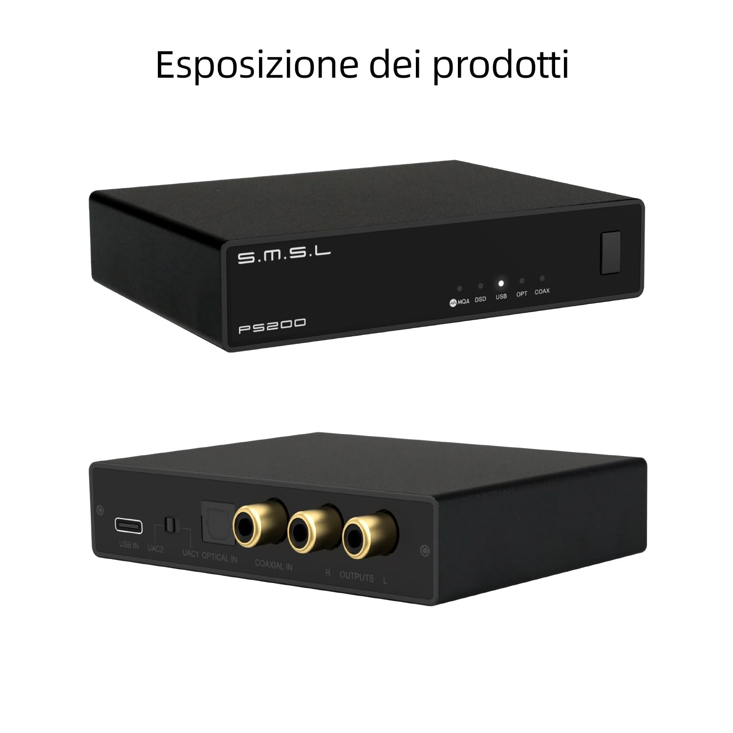 SMSL PS200PRO ES9039Q2M HiFi-DAC, convertitore audio digitale-analogico DSD512 PCM 32Bit/768kHz, USB/ottico/coassiale su uscita stereo cinch, MQA/MQA-CD-Audio-DAC per PC/PS5/amplificatore