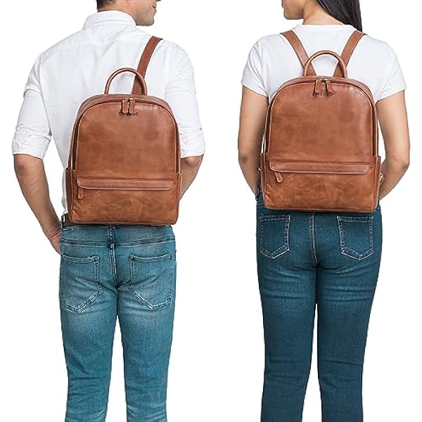 STILORD 'Erika' Leren Rugzak Kleine Dames Heren Leren Tas City Daypack Vintage Backpack Handbagage Rugzak Unisex Genuine Leather, Kleur:andorra - bruin