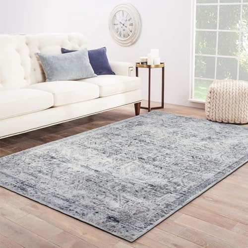 Domitapis Area Rug 5×7, Vintage Boho Rug,Ultra-Soft Low Pile, Washable, Non Slip,Stain Resistant Printed Carpet for Living Room Bedrooms Playroom Office Kitchen, Classic Grey.