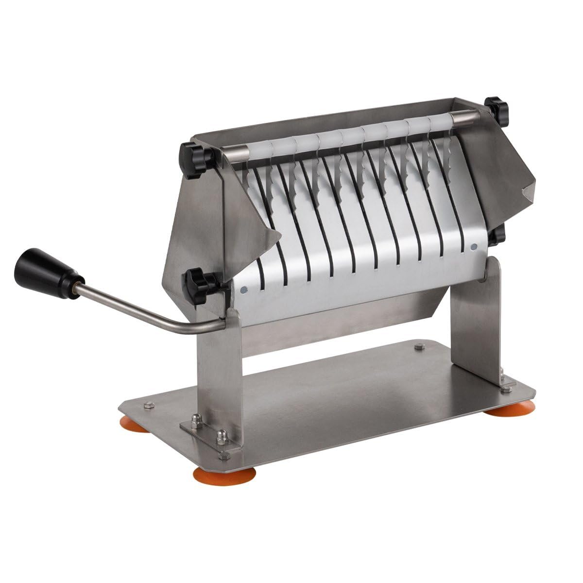 GastroHero Currywurst Schneider ECO manuell Wurstschneider Edelstahl Imbiss Schneidemaschine 10 Messer gleichmäßige Schnitte Gastro
