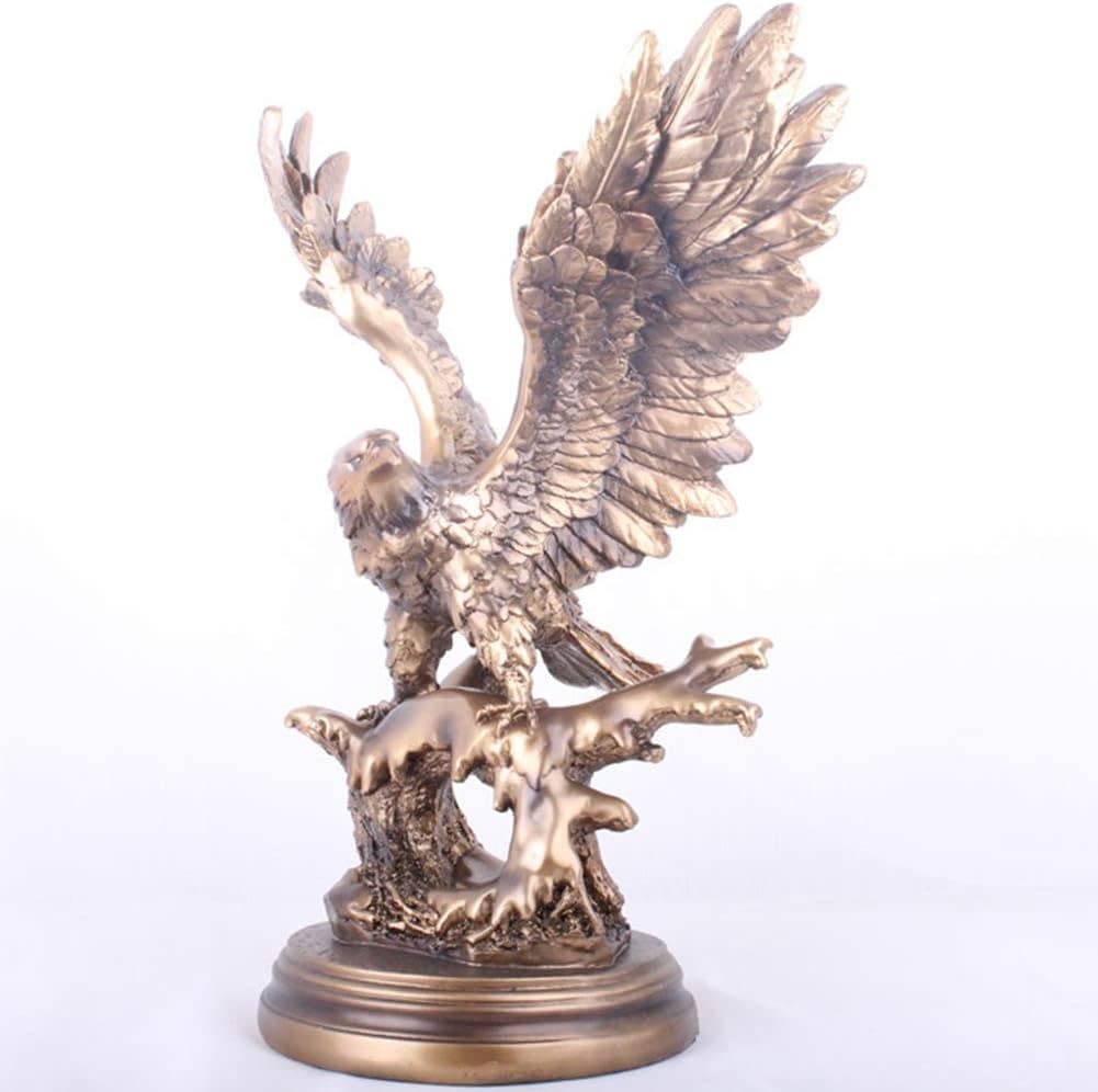 Statue d'aigle doré pour étagères, résine effet laiton anti-ternissement