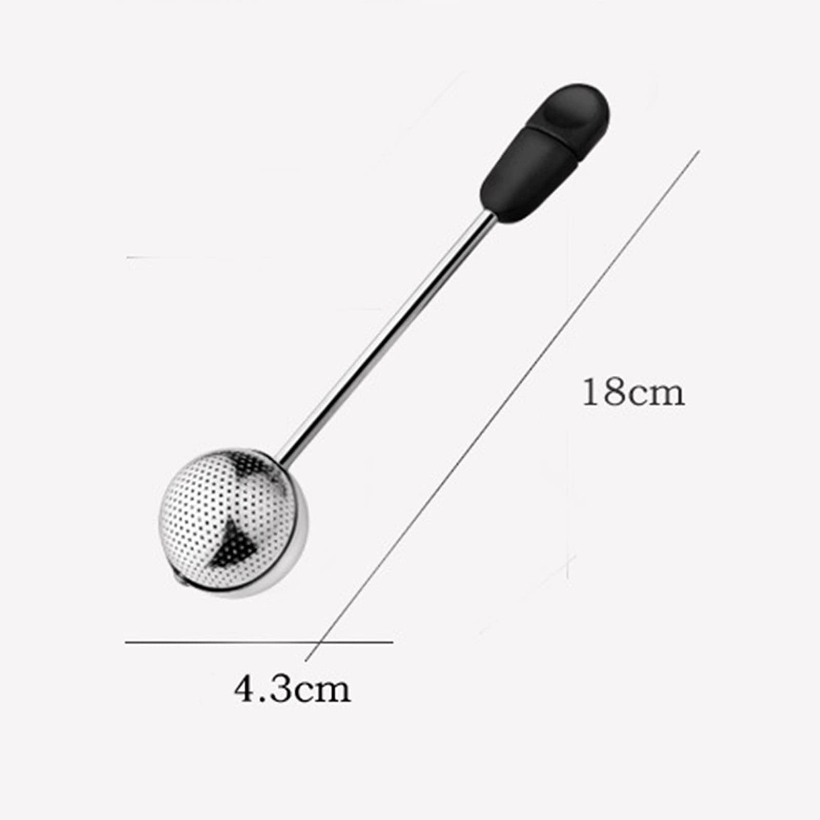 Infuseur à thé en acier inoxydable - Portable - Maille fine - Poignée de 14 cm - Rotation à 360 degrés - Noir