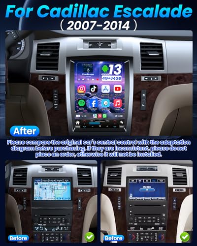 Image of [8Core 4G+64G] Car Radio for Cadillac Escalade SLS 2007-2014: 9.7 inch TouchScreen Stereo with CarPlay Android Auto 5GWiFi Bluetooth GPS Navigation FM AM RDS DSP SWC Split Screen Mirror Link Backup Camera