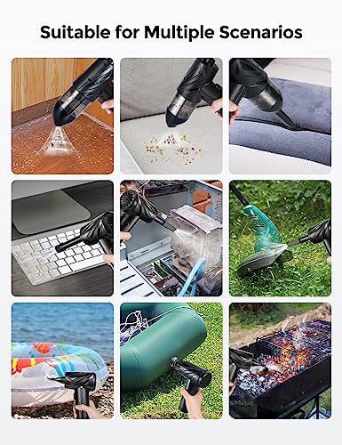 Fulljion Mini Vacuum for Car& Compressed Air Duster,3 in 1 Cordless Car Vacuum Cleaner High Power -12000PA Powerful Suction Handheld Vacuum Cleaner for Car,Pet Hair and Office, Keyboard - Thumbnail 4