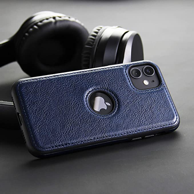 Image of M7 Back Cover Compatible with iPhone 11 Flexible Slim Leather Case for iPhone 11 (Blue)