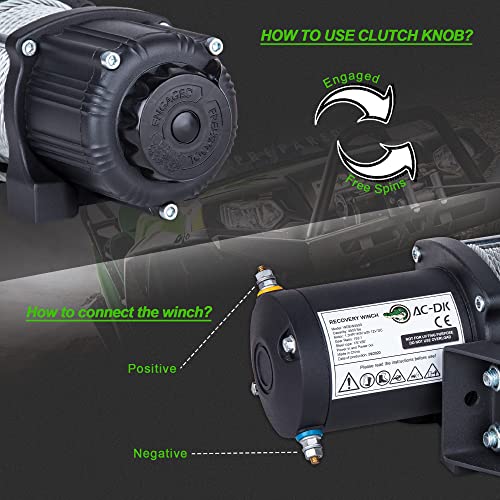 AC-DK 4500 lb Winch Electric Steel Cable ATV Winch Kit, 12V Winch for Towing ATV/UTV Off-Road Trailer, IP67 Waterproof Winch with Wireless Remote Control and Mounting Bracket - Image 4