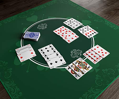 Bullets Playing Cards Universal Tischdecke für Brettspiele, Kartenspiele oder Gesellschaftsspiele grün in 140 x 75cm für den eigenen Spieltisch - Deluxe Unterlage – Spielteppich – Tischauflage