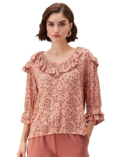 Amazon Brand - Eden & Ivy Women's Crinkled Rayon Regular Fit Blouse_ENI-SS23-WTOP-202_Clay Pink_M