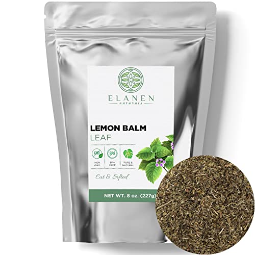Lemon Balm Herb 8 oz. (227g), Contains ORGANIC Lemon Balm Tea, Organic Lemon Balm Loose Leaf, Dried Lemon Balm Leaf Tea, Melissa Officinalis, Melissa Tea, Cut & Sifted