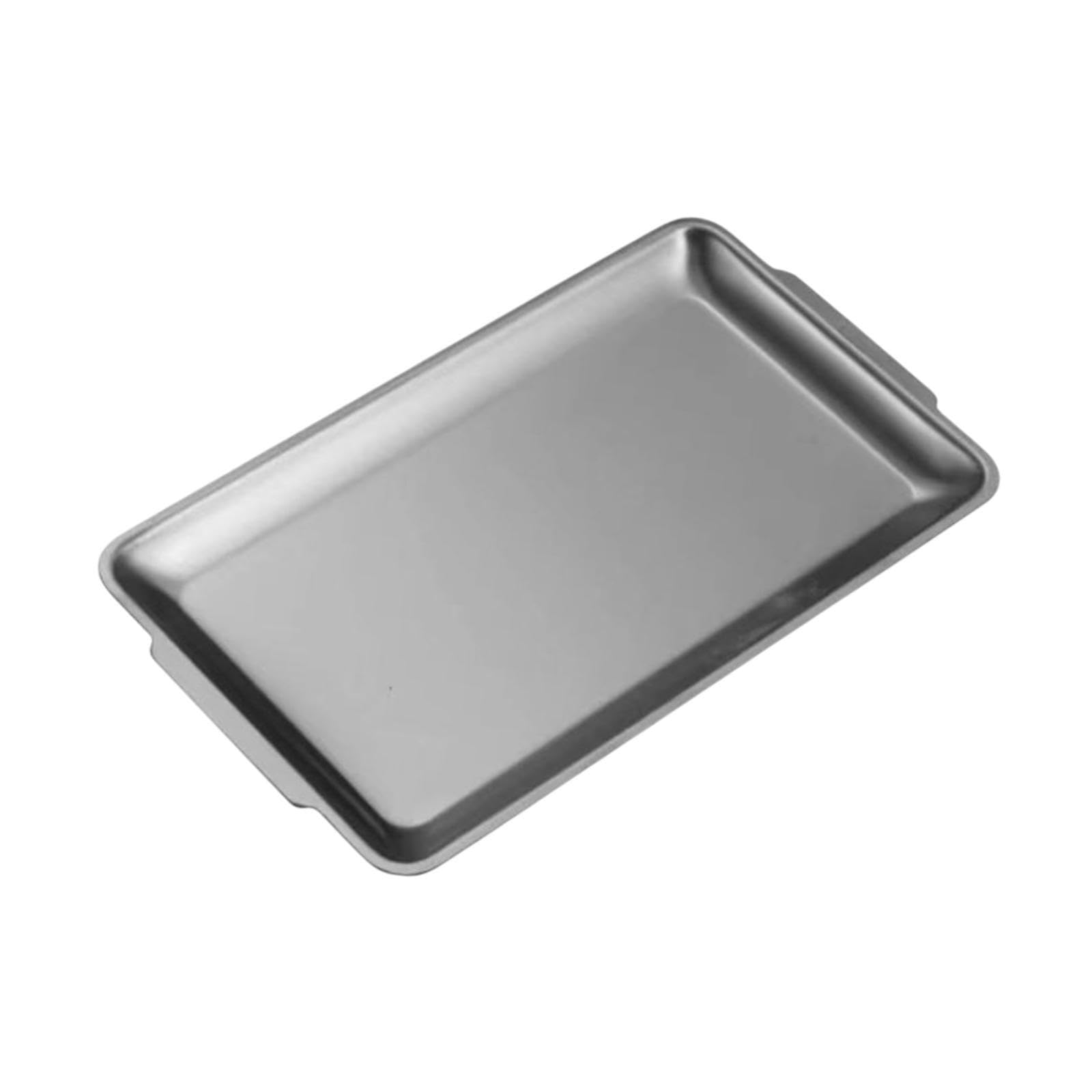 YIXANNX Distinct Serving Tray Buffet Dinner Food Serving Tray Stainless Steel Rectangle Metal Plate Barbecue Food Stainless Steel Metal Dinner Plates With, Silver, 32x16cm