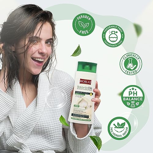 BIOBLAS Garlic Shampoo - Odorless & Unscented Hair Growth for Men & Women - Clarifying to Cleanse Hair, Roots & Scalp - Thickening & Anti Thinning (1 Pack)