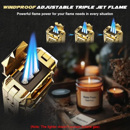 Encendedor Triple Llama Jet 5 en 1 Multiusos Dorado miniatura 2