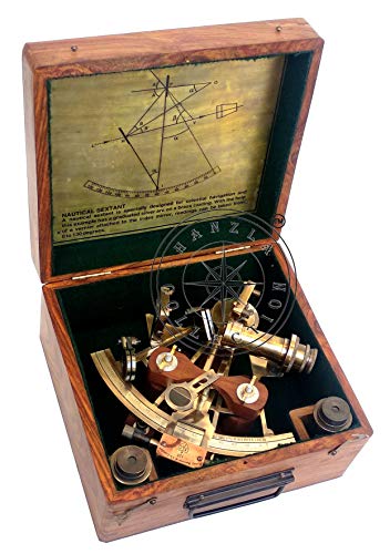 Hanzla Collection Maritime Antique Brass Henry Barrow Nautical Ship Sextant With Extra 2 Telescope #TOP7