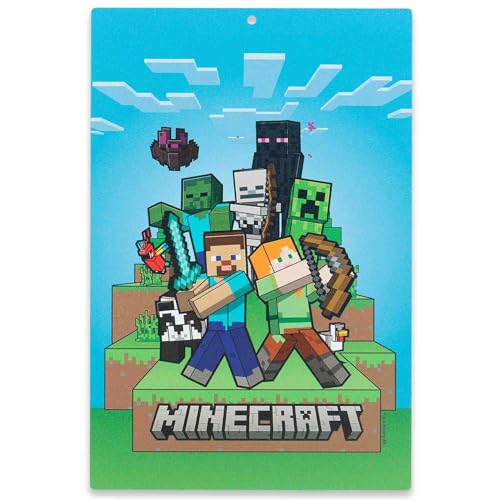 Open Road Brands Minecraft Blue Sky Scene Metal Wall Decor - Fun Minecraft Sign for Bedroom or Game Room
