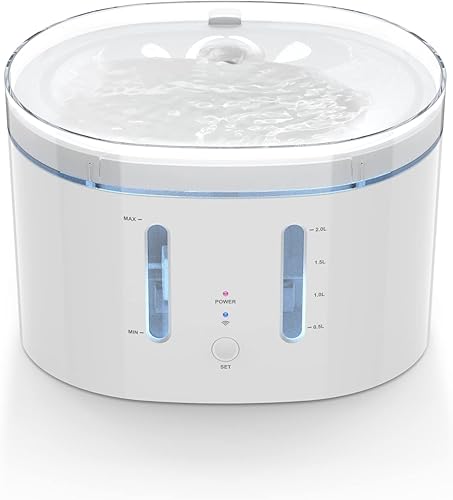 Living Enrichment Fuente de agua para gatos, fuente de agua inteligente para mascotas de 68 oz/2 L, dispensador de agua automático ultra silencioso,