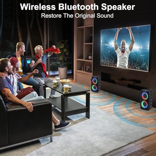 Portable Bluetooth Speaker,Karaoke Machine for Adults and Kids,with Lights Loud Big Bluetooth Speaker,Rechargeable Dj/PA Speaker System with TF Card,AUX in,REC,TWS for Outdoor Sport Home Party - Image 4