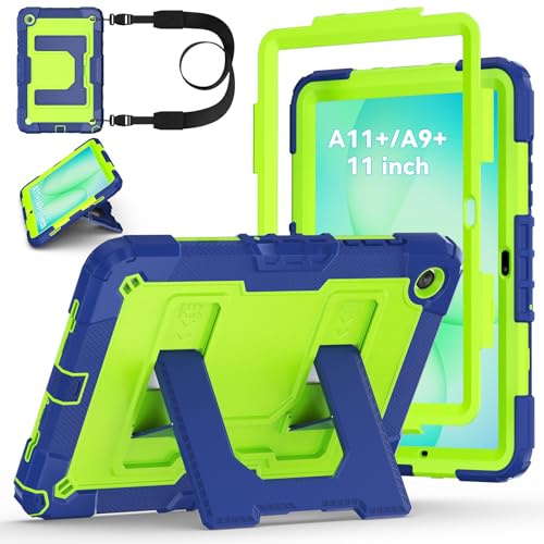 Funda Samsung Tab A9+ antichoque con soporte de lápiz y correa verde