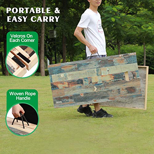 OOFIT Solid Wood Premium 2'x4' Official Size Cornhole Game Set with Fashionable, Durable Printed Surface and Underneath, Portable Regulation Cornhole Bean Bag Toss Game - Thumbnail 2