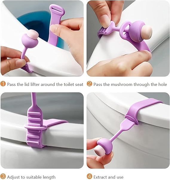 5-Pack Flexible Toilet Seat Lifter Handle β Hygienic Toilet Lid Lifter for Kids & Adults, Prevents Direct Contact with Toilet Seat, Foldable & Self-Adhesive Bathroom Accessories, Easy-Grip Design (10) 1