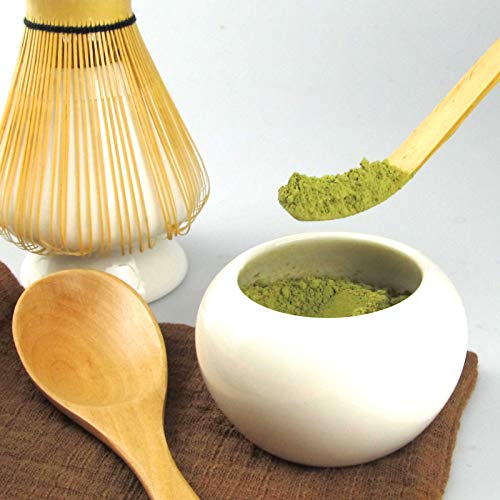 Artcome 10Pcs Japanese Matcha Tea Set, Matcha Bowl, Matcha Whisk, Whisk Holder, Traditional Scoop, Tea Spoon, Tea Cloth, Bamboo Holder, Scoop Holder, Matcha Powder Caddy, Matcha Powder Strainer(White) #TOP3