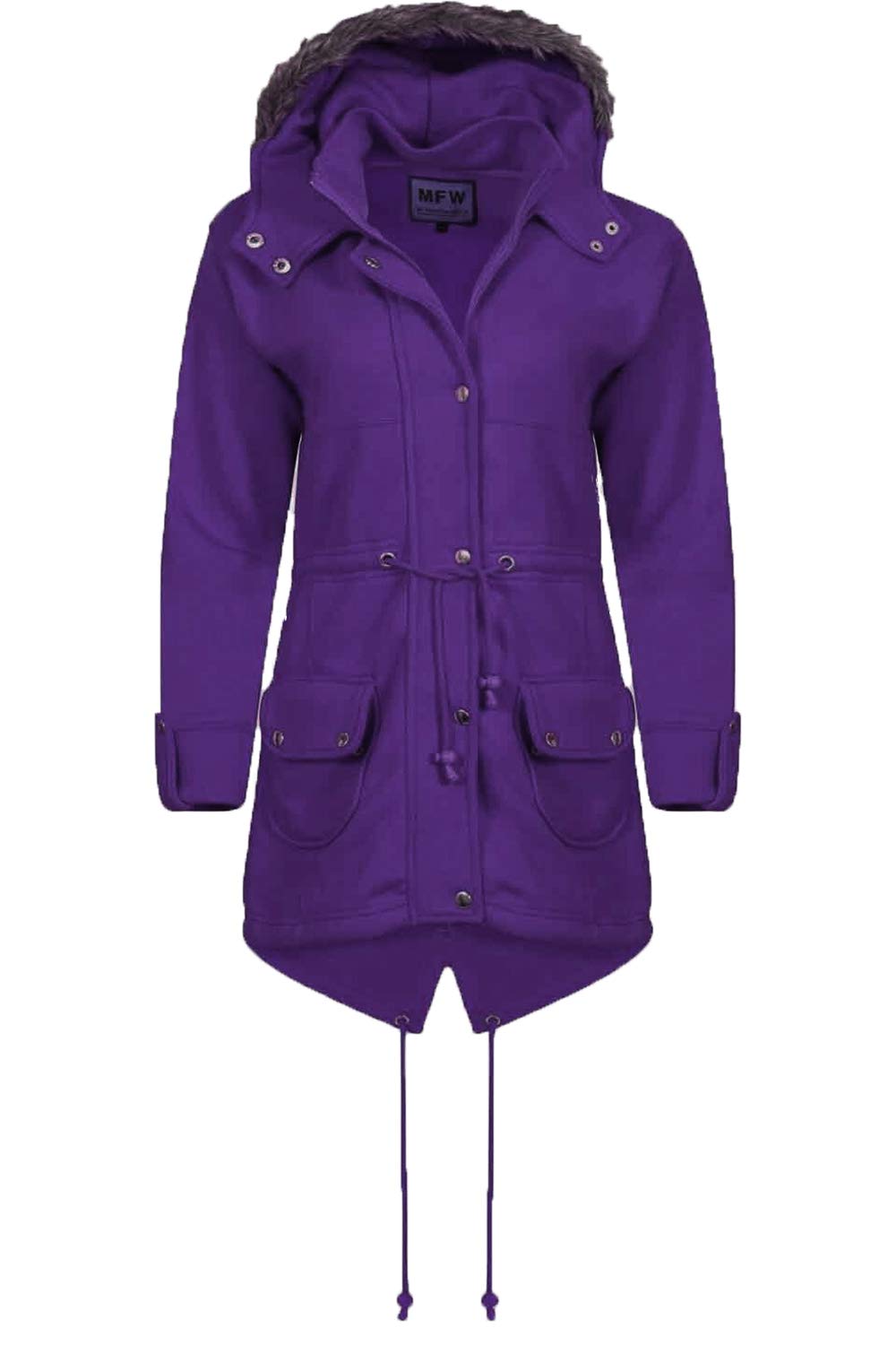 Fashion StarWomens Faur Fux Hooded Long Sleeve Pockets Zip Up Brave Soul Fishtail Padded Parka Jacket