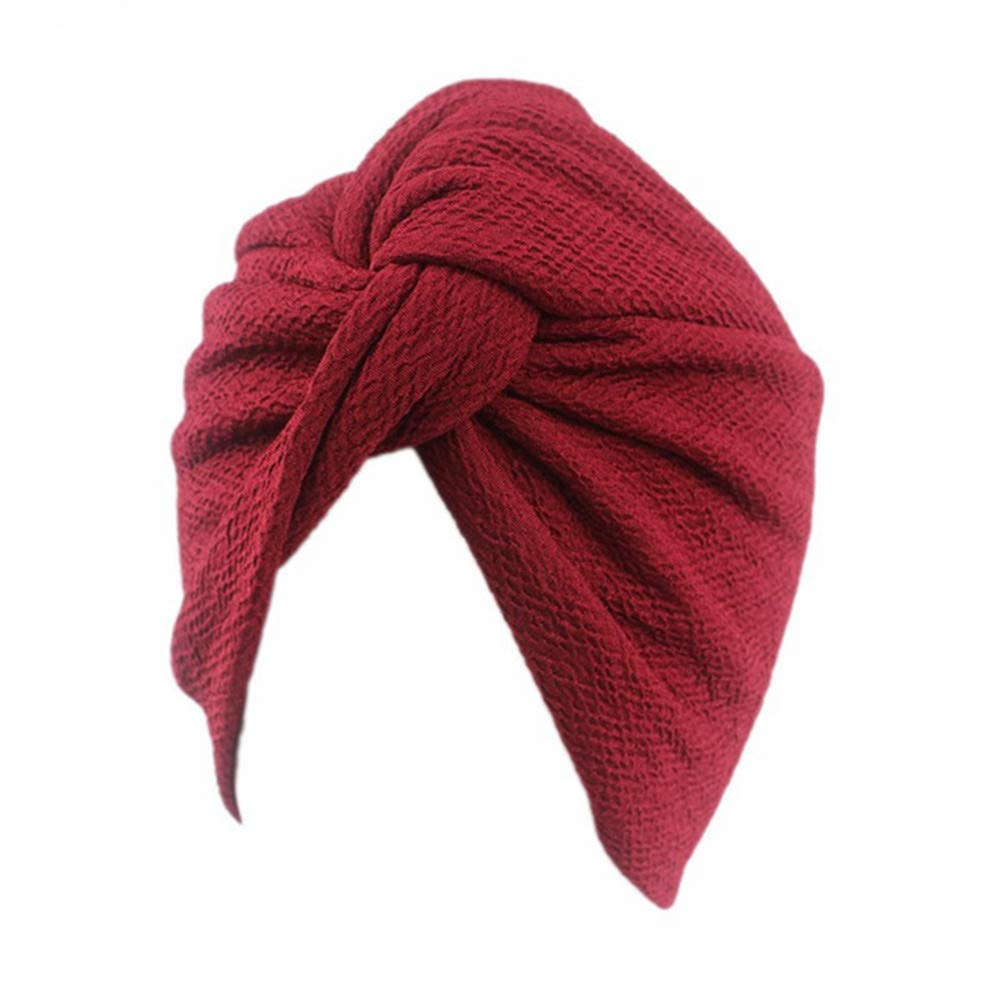 YiYi Operation Womens Stretch Turban Headwear Cancer Chemo Beanie Sleep Bonnet Cap Hair Loss Hat (Red)