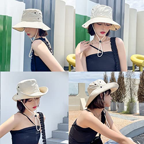 NiceYnn Bucket Foldable Garden Outdoor Safari Hat UPF 50 Wide Brim Summer UV Protection Sun Hats Fishing Walking Hiking Boonie Cap for Men Chin Strap - Image 4