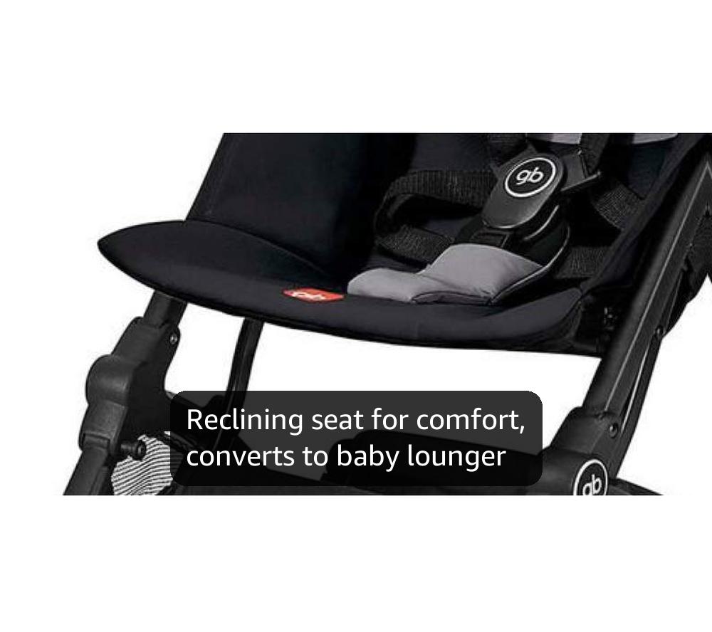 gb Pockit+ All-Terrain, Ultra Compact Lightweight Travel Stroller with Canopy and Reclining Seat in Velvet Black