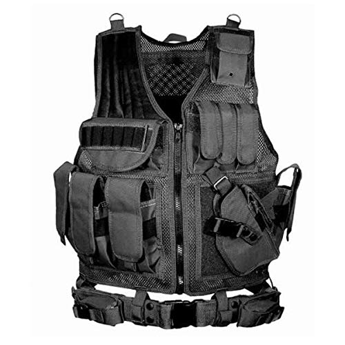 Rainlin Tactical Vests for Men-600D Encryption Polyester-Military Vest-Adjustable Lightweight Combat Vest (Black)