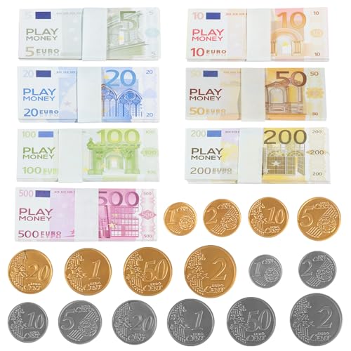 Solinorex Ensemble d'argent Jouet de 175 Pièces en Design avec 7 Niveaux de Valeur et 16 Pièces de Monnaie – Set Pédagogique d'apprentissage de l'argent...