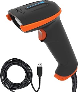 Tera L5100Y Barcode Scanner USB Wired Long Range High Speed Laser Handheld 1D Bar Code Reader Plug and Play, Coral