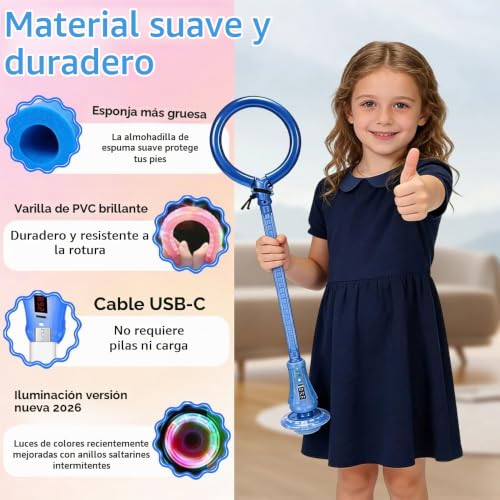 Miniatura 4 de Anyingkai Shine Bola de Salto de Tobillo,Plegable Anillo de Salto Intermitente,Colorida Flash Bola de Salto,Colorida Anillo de Salto de Tobillo,LED Saltar Bola para Niños (Azul - C)