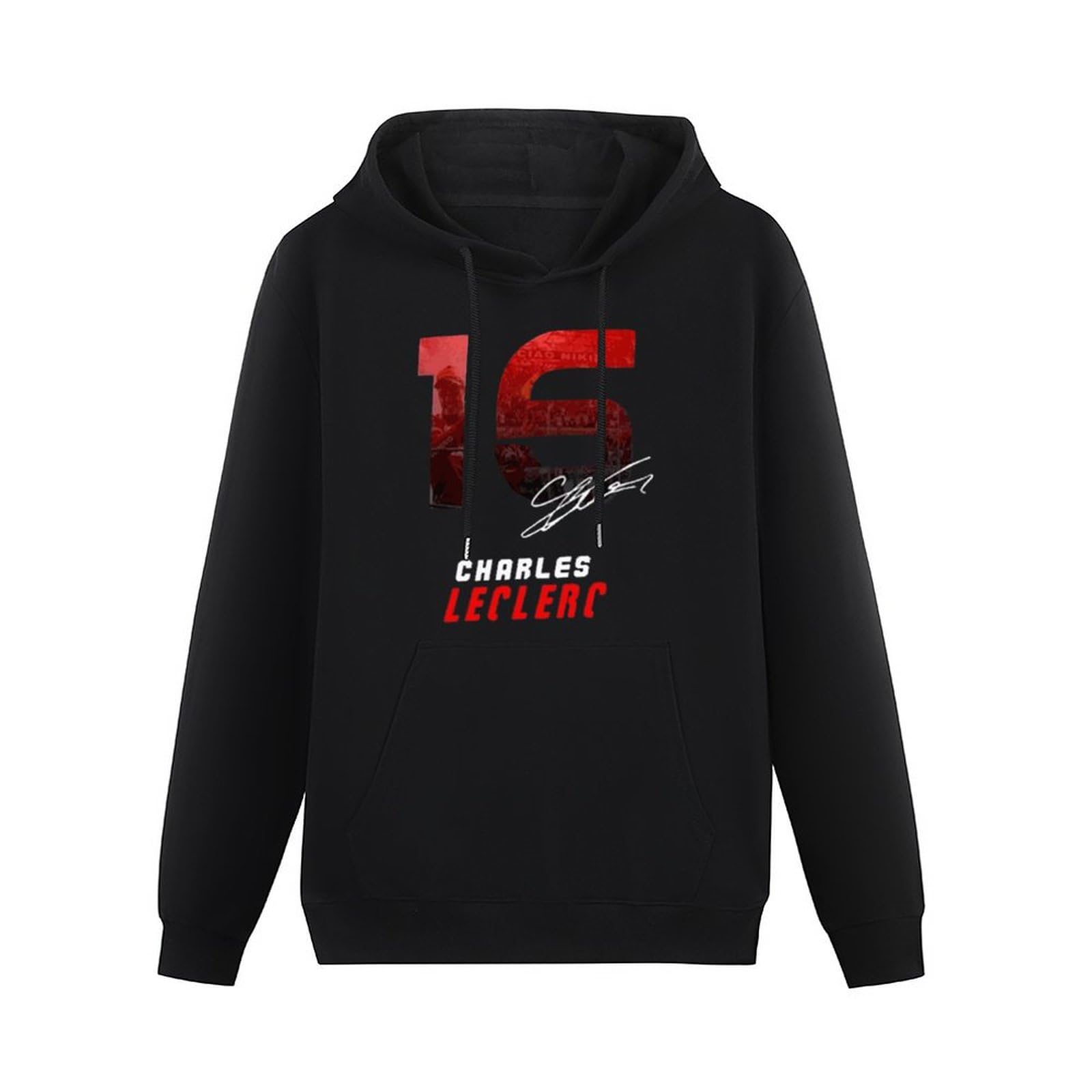 Pedfuvl Unisex Black Charles Leclerc Essential 16 Men's Hoodies Graphic Printed Pullover Sweatshirts 3XL