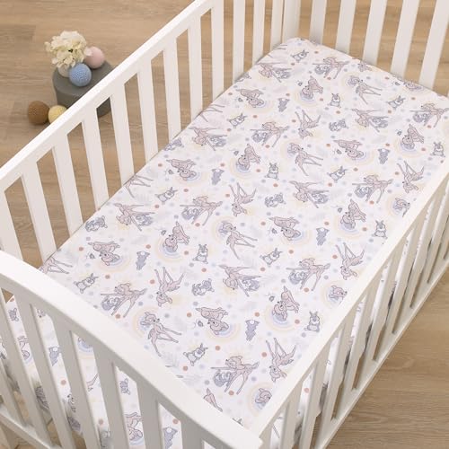 Image of Disney B is for Bambi Tan, Gray, and White Nursery Fitted Crib Sheet