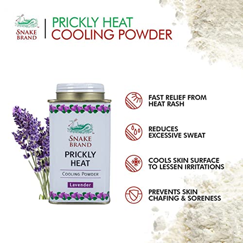 Image of Snake Brand Prickly Heat Cooling Talcum Powder For Heat & Rash Treatment (French Lavender, 50gm(Pack of 4))