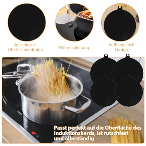 Cfcyhla 4 er Set Induktionsschutzmatte, Herdabdeckung Induktionsfeld, induktionskochfeld abdeckung, Herdabdeckplatte Pfannenuntersetzer,für Induktionskochfeld (20cm+22cm)