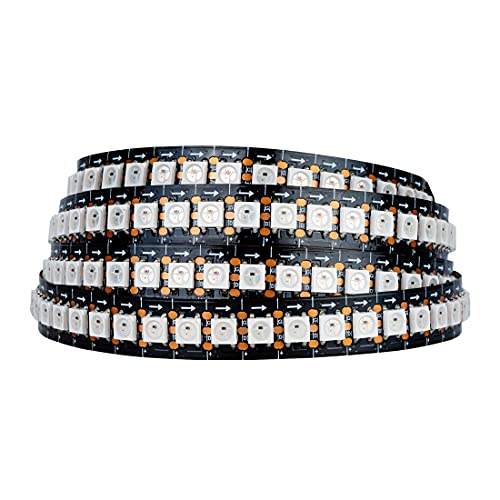 WS2812B Led strip 1m 144 leds DC5V individueel adresseerbaar SMD5050 RGB droomkleur lichtlijst gelegeerde draden, IP30 niet waterdicht PCB zwart voor bars interieurdecoratie doe-het-zelfprojecten