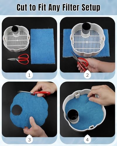 Image of Pawfly Aquarium Filter Floss Roll, 130 x 12 x 0.5 Inch Cuttable Aquarium Filter Pad, Blue and White Aquarium Filter Media Roll for Freshwater Saltwater Fish Tanks & Small Ponds