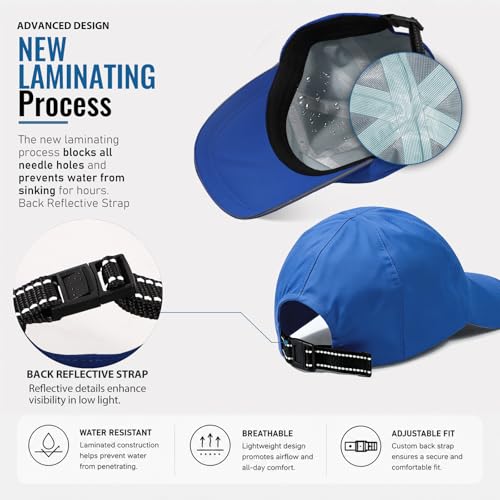 Image of Mens Waterproof Baseball Cap Womens Rain Hat Quick Dry Running Hat with Sweatband Outdoor Golf Breathable Sports Cap