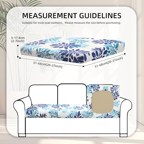 Image of 8Pcs Stretch Patio Cushion Covers,Outdoor Couch Covers Replacement,Outdoor Couch & Sofa Slipcovers,for Patio Furniture Cushion Covers,Washable Reusable Furniture Protector(Blue Flower,Cover Only)