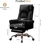Chaise de bureau avec repose-pieds rétractables, chaise ergonomique robuste, chaise de jeu haute arrière réglable en hauteur, noir