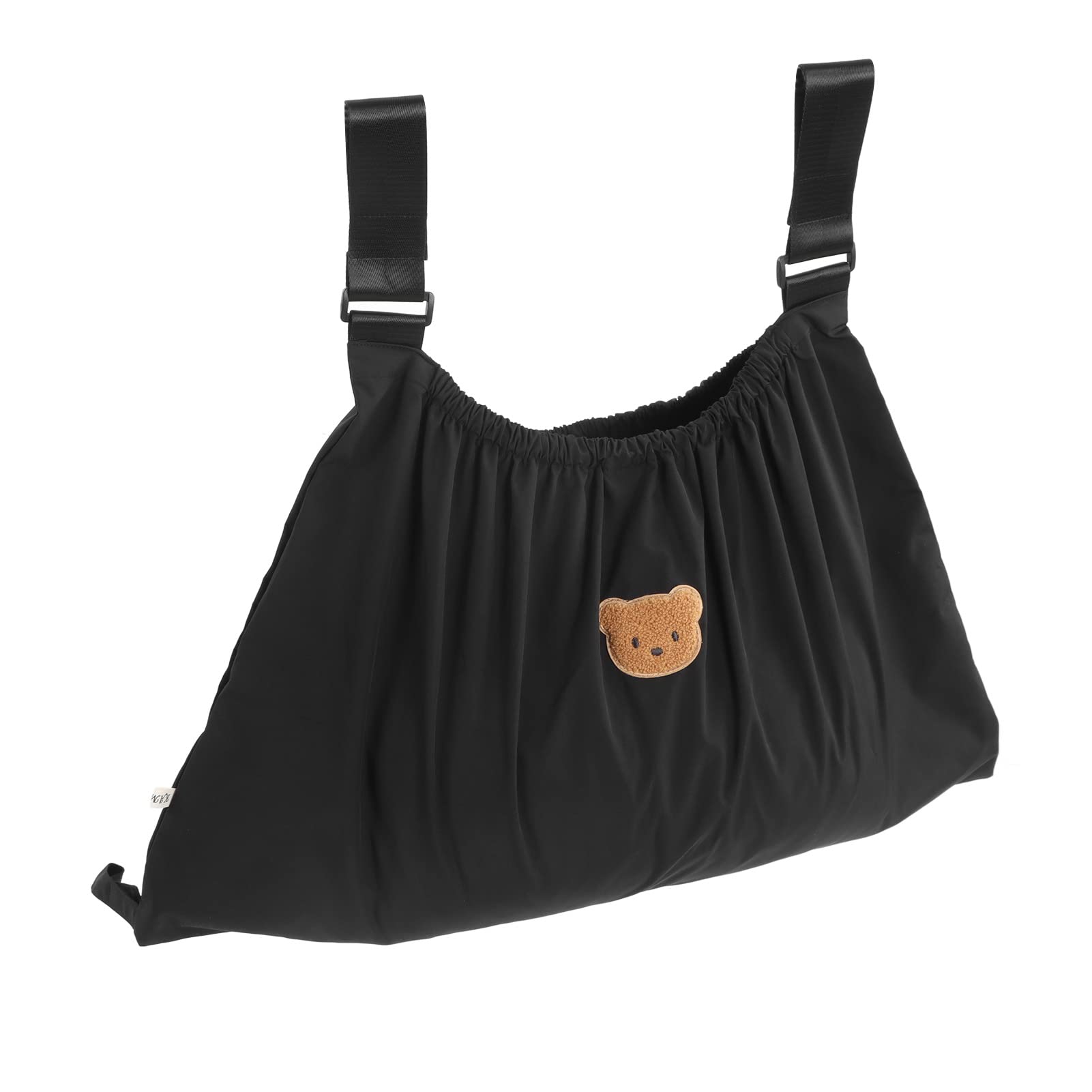 Borsa per Passeggino Impermeabile Resistente Allo Strappo Simpatico Organizer per Passeggino con Motivo a Orso Riutilizzabile per Caricabatterie per Cellulare (Nero)