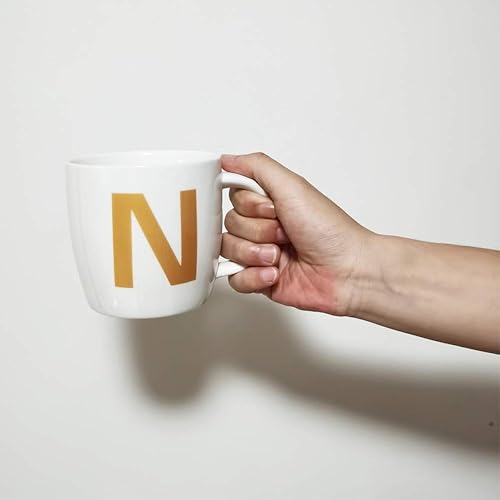 Miniatura 7 de ZaH Taza de café de 16 onzas, taza de cerámica del alfabeto ABC para mujeres, hombres, niños y niñas, decoración del hogar, taza inicial A-Z (A)