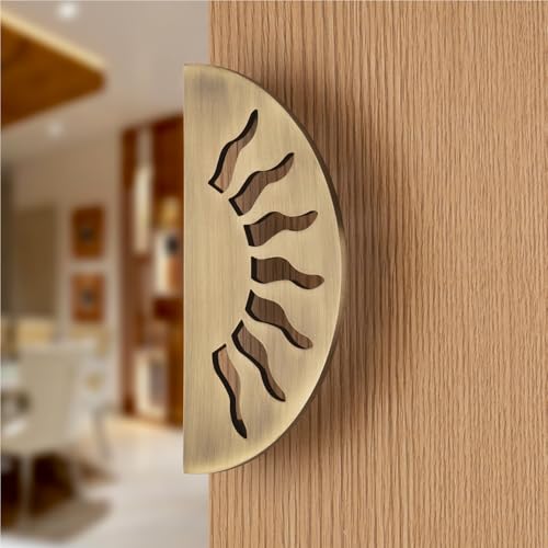 Image of COMPASS Stainless Steel 6-inch Round Shape Door Handle for Main Door and Pull-Push Handle of Home /Hotel /Office Door Hardware for Single and Double Door - Pack of 1 Set (Brass Antique)
