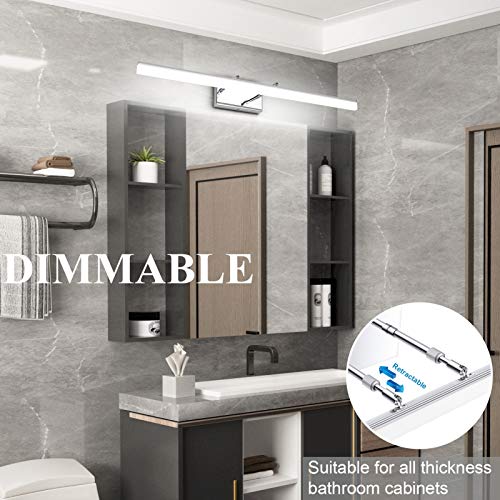 Image of Aipsun 31.5in Dimmable Modern LED Vanity Lights for Bathroom Light Fixtures Over Mirror Chrome Adjustable Bath Lighting(White Light)