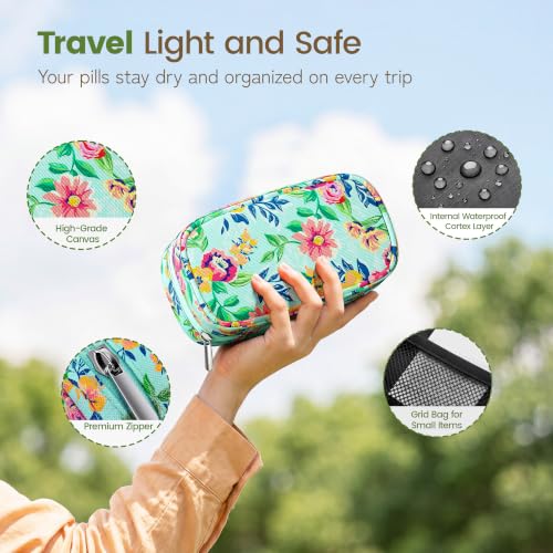 Image of Serfeymi Weekly Travel Pill Organizer 2 Times a Day AM PM Rainbow Pill Box