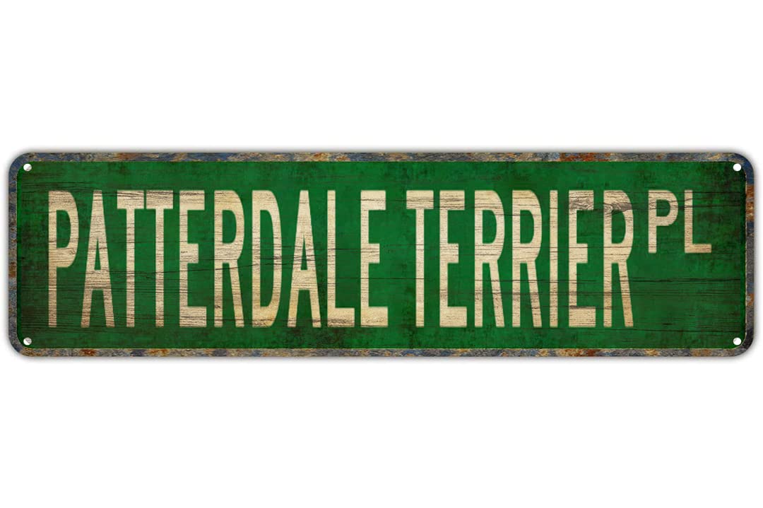 TTSFEI Metal Dog Themed Decorative Sign PATTERDALE TERRIER PL Funny Aluminum Tin Sign 4x16 Inch for Bedroom Kitchen Garden Wall Decor