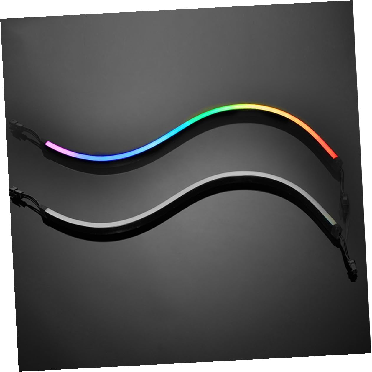 2 Pièces Barre Lumineuse de Châssis Rvb D'ordinateur Argb 400mm, Bande Lumineuse LED en Abs Noir, 28 Led, 5 V, Autocollants Adhésifs, pour Installation un Boîtier PC