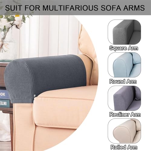 Juego de 2/4/6/8 protectores elásticos antideslizantes para sillas y sofás, fundas duraderas para reposabrazos de sofá, fundas para la mayoría de sillones (color camello)