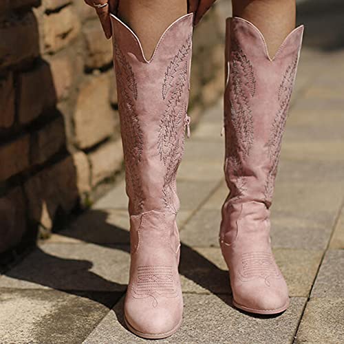 MeiLuSi Stivali da Cowgirl Tacco Grosso per Donna